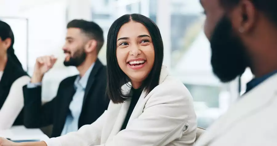 Business people, meeting and man with woman