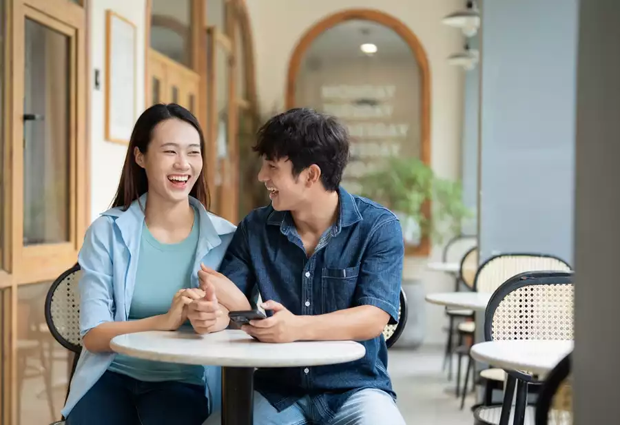 Happy young couple hanging out on a date